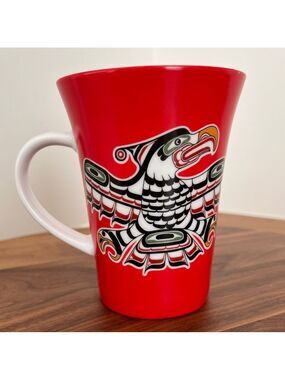 OSCARDO Thunderbird Red Mug Signed Richard Hunt Indigenous Artist Coffee Tea